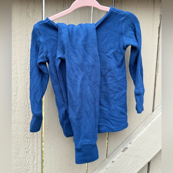 Posh Peanut Blue Ribbed Long Sleeve Pajamas - Picture 3 of 4